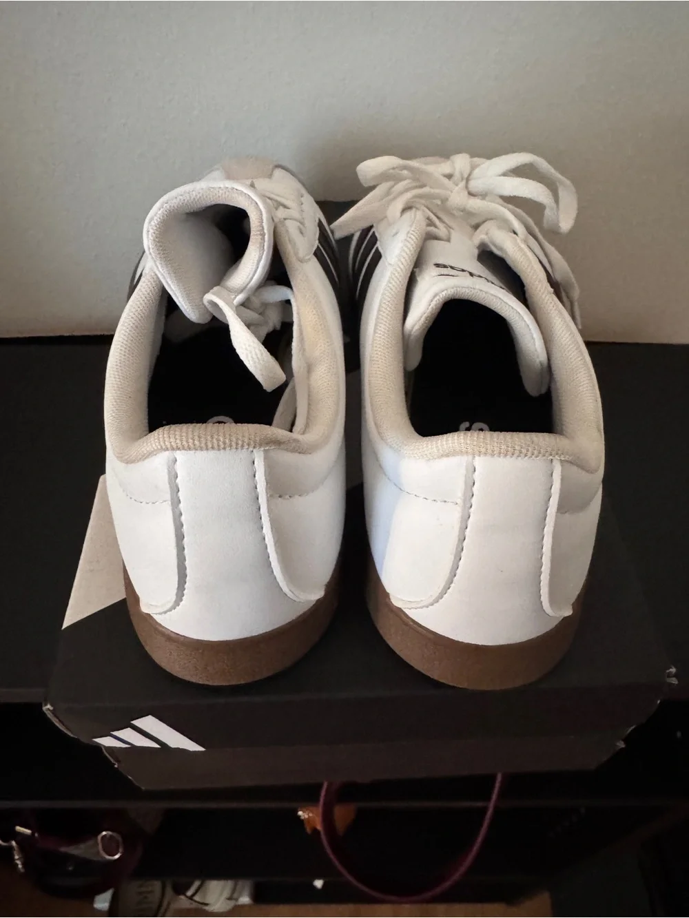 adidas White & Black Low-Top Sneakers with Tan Accents
